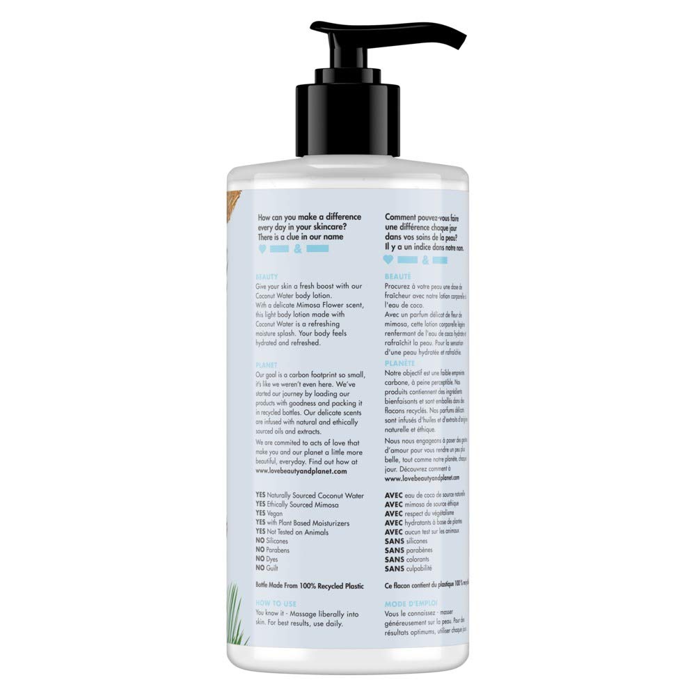 Love Beauty & Planet Luscious Hydration Body Lotion Coconut Water and Mimosa Flower 13.5 oz : Beauty