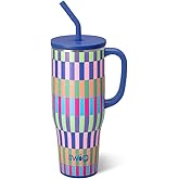 Swig Life 40oz Mega Mug, 40oz Tumbler with Handle and Straw, Extra Large Insulated Tumblers, Cup Holder Friendly Travel Mug (Brite Stripe)