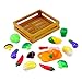 Liberty Imports 20 Pcs Kitchen Cutting Vegetables Crate Pretend Food Playset