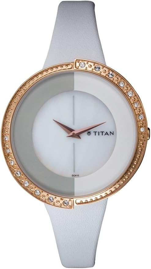 titan mother of pearl dial analog watch for women