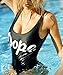Vanell Women's Letter Print Monokini Bikini High Cut Backless One Piece Swimsuit