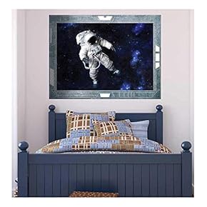 Wall26 - Science Fiction ViewPort - Decal - View onto an Astronaut Floating in Space - Wall Mural, Removable Sticker, Home Decor - 24x32 inches