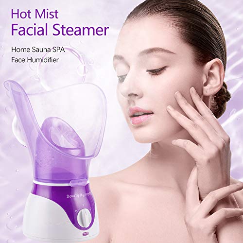 Beauty Nymph Facial Steamer Hot Mist Face Steamer Home Sauna SPA Face Humidifier for Face Steaming Skincare Deep Cleanse Moisturizing (Purple)