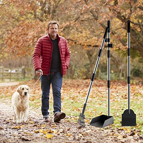 Toozey Dog Pooper Scooper, Upgraded Adjustable Long Handle Metal Pooper