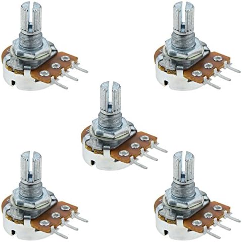 MARSWELL 5Pcs 20mm Handle Single Turn Potentiometer Rotary Resistor 20K 22K Ohm Linear Adjustment Single Linear Rotary Taper Potentiometer