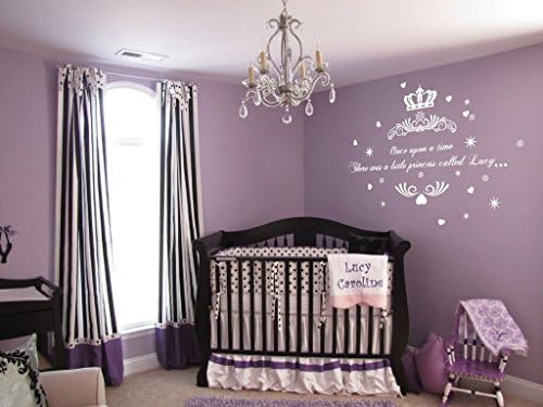 LADNAGSAJD Wall Decal Personalrised Once upon a Time Princess Name Art Wall Quotes Large 36" W, Lime-tree Green
