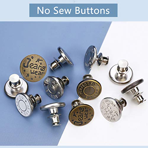 Button Pins for Jean,8Pcs Jean Button Replacement No Sew Instant Buttons for Crafts Easy to Remove and Adjust 17mm