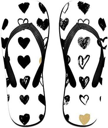 Women's Unisex Mens Small Heart Icons Let Me Love You Stylized Hipsters Flip Flops For Dorm Antimicrobial Shower &amp; Water L