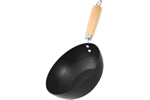 NUOBESTY 20Cm Mini Iron Wok Pan Nonstick Stir Fry Frying Pan for Induction Cooker Small Kitchen Cooking Pot