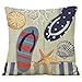 famibay Decorative Pillow Cover Ocean Park Theme Square Cotton Linen Throw Pillow Case Cushion Cover 18 x 18 (Starfish Beach)