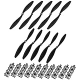 uxcell RC Propellers CW CCW 1045 10x4.5 Inch 2-Vane Fixed-Wing for Airplane Toy, Nylon Black 5 Pairs with Adapter Rings