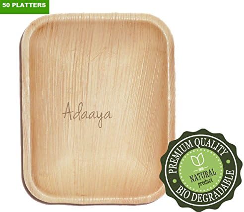 Disposable Plates - Size 6 Inch -Heavy Duty &amp; Eco Friendly - Better than Wood &amp; Bamboo- Rectangle Shape '-Made of Palm Leaf