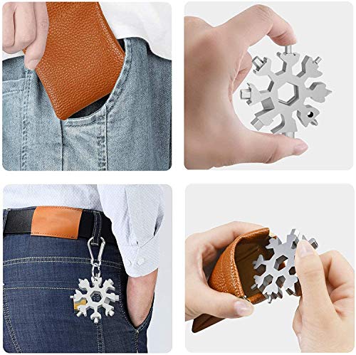 18-in-1 Snowflake Multi-Tool, Stainless Steel Screwdriver Opener Combination Compact Portable Outdoor Products Tool Card Keychain Bottle Opener