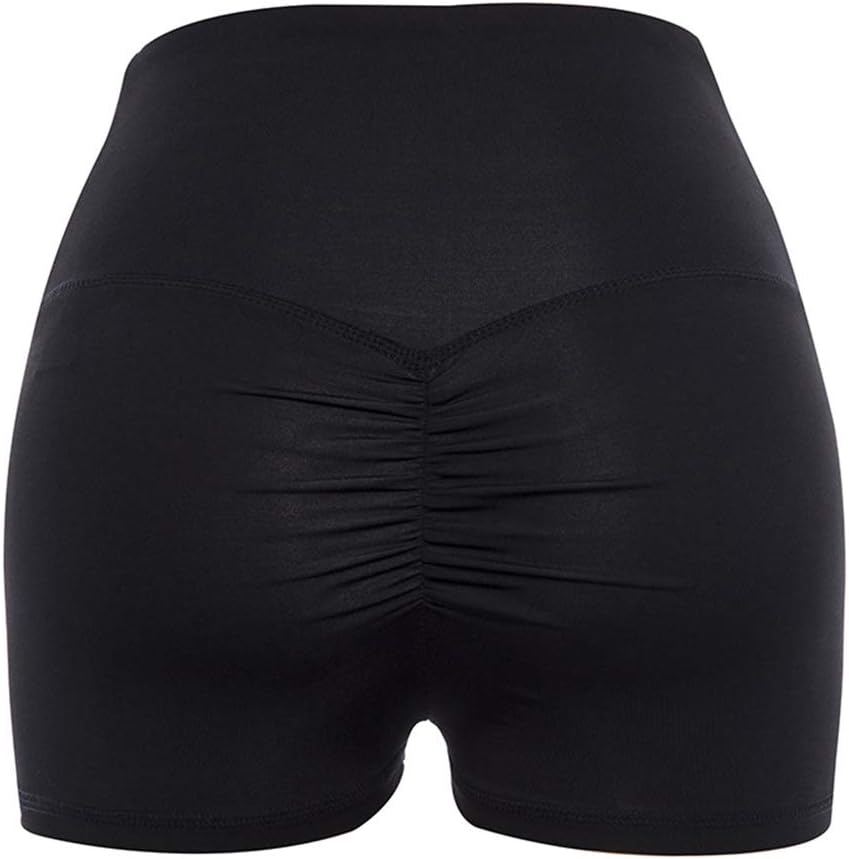 Women High Waist Back Ruched Hip Push Up Stretch Athletic Workout Yoga Shorts Bottoms