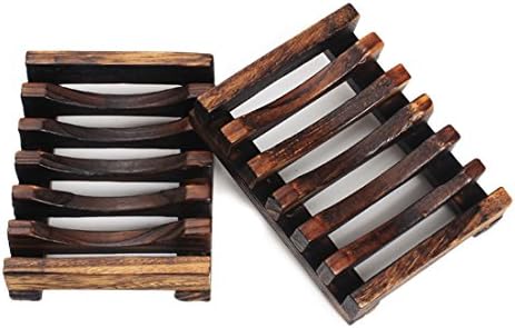 Dingtuo 2 Pieces Wooden Soap Storage Holder Bathroom Soap Box Tray Dish Drainer
