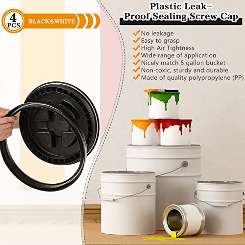 4 Pieces 5 Gallon Bucket with Lid Seal Lid Bucket Twist Lid Plastic