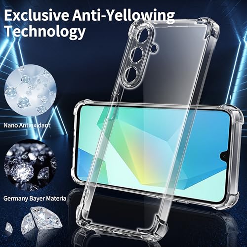 Tentoki for Samsung A16 Phone Case, Samsung Galaxy A16 case and 2 Screen Protector, Clear Soft TPU Cover, Shockproof Protective, Prevents Yellowing, Ultra-Slim, Transparent