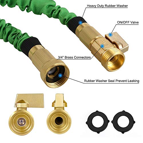 OKWINT 50 FT Garden Hose Expandable Water Hose with Double Latex Core, 3/4 Solid Brass Fittings, Durable Outdoor Gardening Flexible Hose for Yard, 8-Mode High Pressure Spray Nozzles