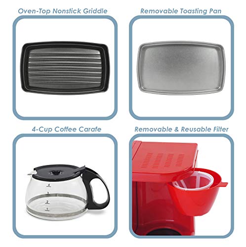 Elite Delux EBK-300R Deluxe Breakfast Station, X-Large, Red