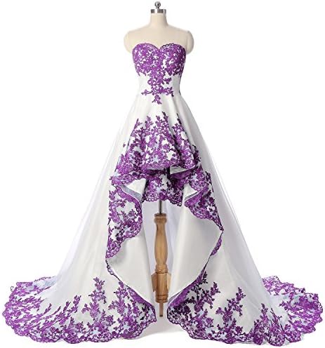 Poplarboy Women's Multi Layer High Low Prom Ball Gown Dresses Applique Sleeveless Evening Bridal Formal Party Gowns