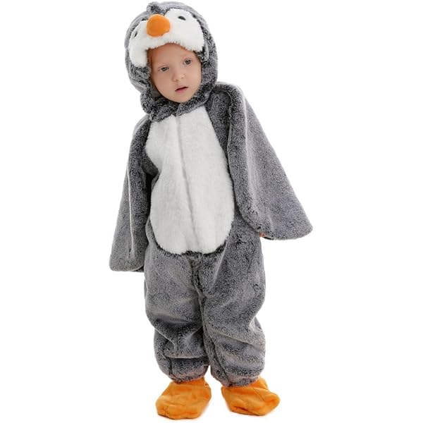 Dress Up America Penguin Baby Costume - Onesie With Hood & Booties, Halloween Romper For Toddlers