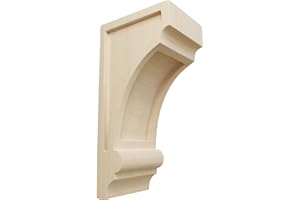 Ekena Millwork CORW04X05X10DIRW Diane Recessed Wood Corbels, 4"W x 5"D x 10"H, Rubberwood