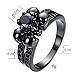 Rongxing Womens Mens Black Sapphire Six Claws And Four Skulls Black Ring Wedding Size 6-10