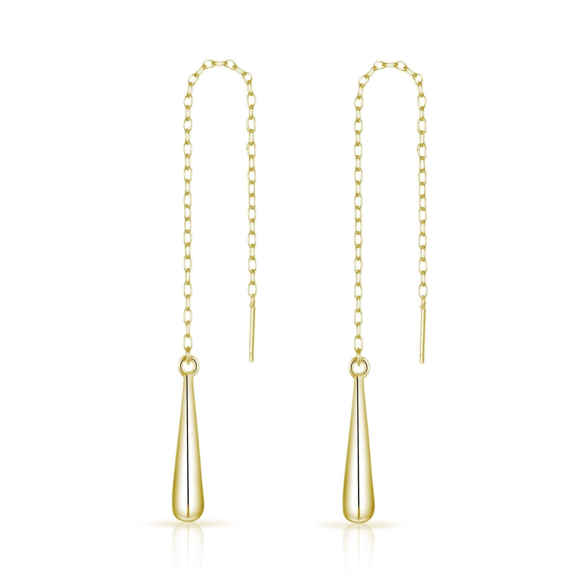 Philip Jones Gold Plated Sterling Silver Teardrop Thread Earrings