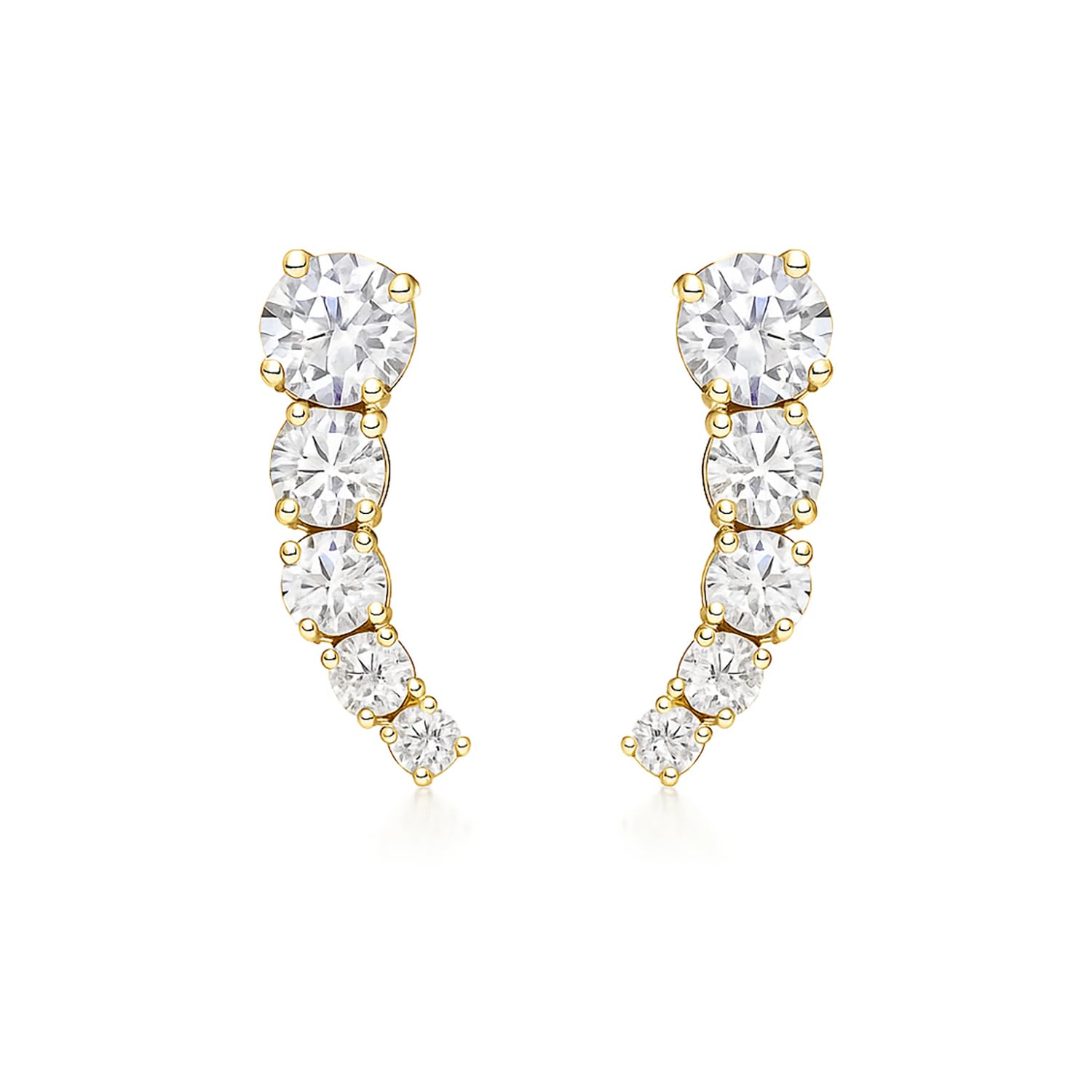 CARISSIMA Women's 9 ct Yellow Gold Cubic Zirconia 4.5 x 14.2 mm Five Stone Graduated Drop Earrings — image 1