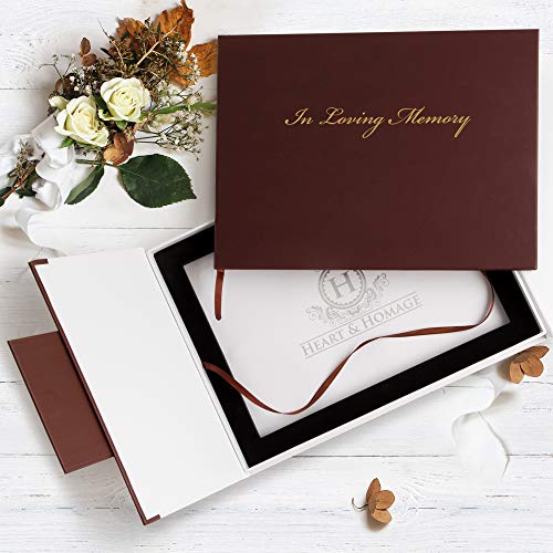 Heart & Homage Funeral and Memorial Guest Sign-in Book | PU Leather Hardcover, Large - Beautiful | Registration Books - in Loving Memory | 80 Guests (Burgundy) - Thumbnail 7