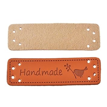 Yalulu 20Pcs PU Leather Label Simple Handmade Embossed Tag Embellishment Knit DIY Apparel Accessories