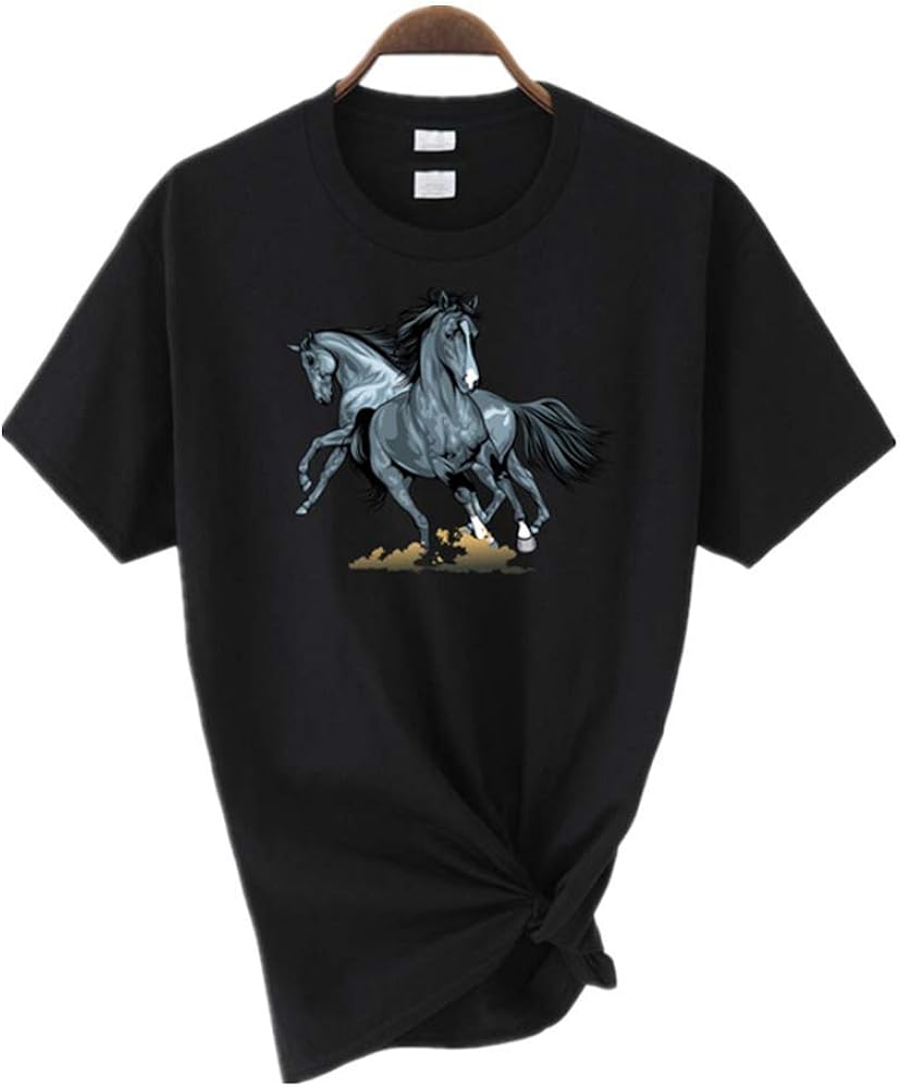 Horse Print TShirt Girl Summer Ladies Short Sleeve Girl TShirt Youth