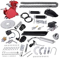HomeCiCi Bicycle 2-Stroke 80cc Petrol Gas Motorized Engine Kit Motor Parts Bike Motor Kit Fuel-efficient for 26" or 28", Red