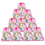 DRAGONFLYDREAMS 12 Pack Unicorn Bags Cute Drawstring Party Bag for Unicorn Party Supplies