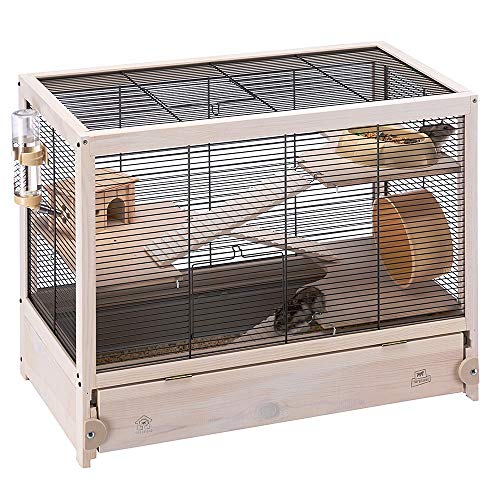 Ferplast HAMSTERVILLE Hamster Habitat Cage, Sturdy Wooden Structure, Black
