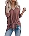 Womens Loose Fitting Henley Shirts Long Sleeve Button Down V Neck High Low Batwing Tops