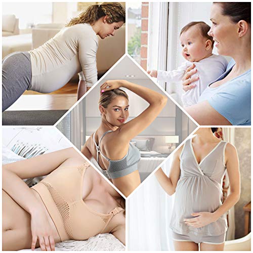 Wirezoll Nursing Bra, Wireless Women Super Soft Full Bust Bralette for Maternity Breastfeeding and Sleep with Extra Bra Extenders & Clips (Gray, XXL)