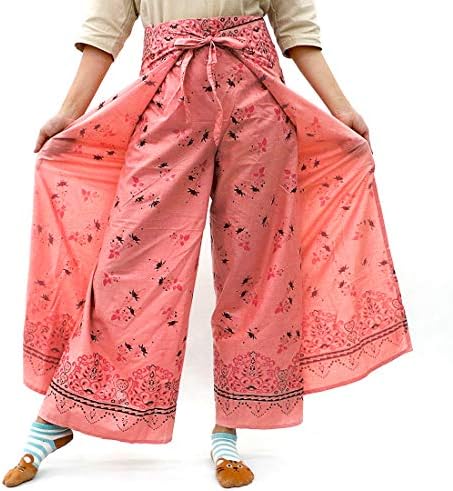Taruron Women Wrap Around Decorative Glitter Patterns Cotton Summer Casual Pants