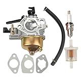 Hilom Carburetor Carb with Fuel Filter Spark Plug for Honda GX390 GX 390 GX340 GX 340 11HP 13HP 4-Stroke Engine Lawn Mower Tiller Cultivator Replace 16100-ZF6-V01 16100-ZF6-V00 5244827