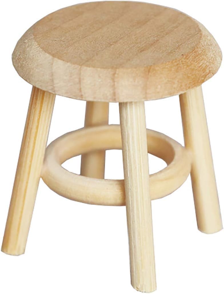 Miniature Wooden Stool, 1:12 Scale Furniture, DIY Living Room Accessories, Wooden Color Dollhouse Living Room, Dollhouse Accessories