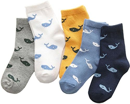 Little Boys Girls Cute Whales Socks Pure Cotton Socks ( 5 Pair Pack)