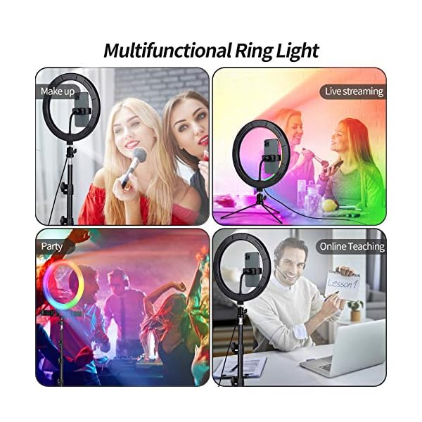FOSITAN 12 Zoll RGB Ringleuchte Ringlicht mit Stativ und Desktop Ständer, APP Steuerung, 3 Farben, Mehrere RGB Modi, 3… – Bild 7