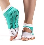 Zen Paws premium non slip toeless socks for Yoga, Pilates, Fitness, Barre or dance - turquoise color.