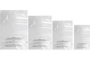 Belinlen 400 Count Combo Pack Warning Bags - 6x9, 8x10, 9x12, 11x14 Inch Self Seal Clear Poly Bags with Suffocation Warning with Permanent Adhesive, Strong Adhesive, Not Resealable (1.5mil)