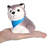 Anboor 4.3 Inches Squishies Dog Husky Kawaii Soft Slow Rising Scented Puppy Animal Squishies Stress Relief Kid Toys Decoration Props,1 Pcs Color Random
