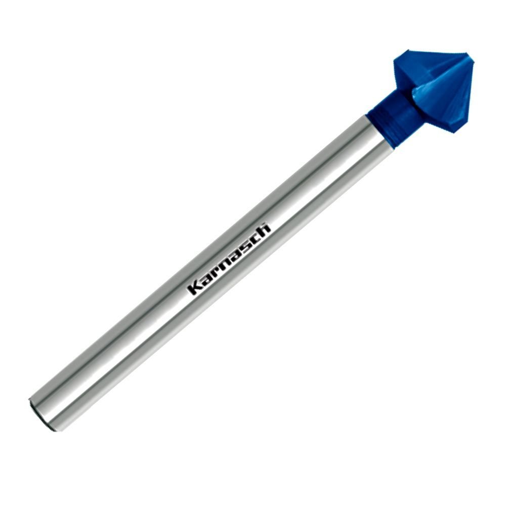 Karnasch 201775020 Countersink, HSS-Xe, Blue-Tec Coating, 90°, Extra Long Shaft with 3 Surfaces, 8.3 mm Cutting Diameter, 2.0 mm Cutting Diameter, Min. 155 mm Length