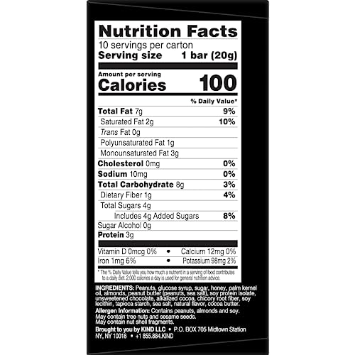 KIND MINI SNACK BARS, PEANUT BUTTER DARK CHOCOLATE, GLUTEN FREE, LOW SUGAR, LOW CALORIE SNACKS, 10 COUNT