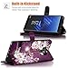 Galaxy Note 9 Case, Hocase PU Leather Full Body Protective Case with Credit Card Holders, Wrist Strap, Magnetic Closure for Samsung Galaxy Note 9 (2018) SM-N960 - Royal Purple/White Flowers