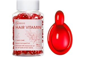 LOSKE Hair Treatment Serum with Avocado Oil, Argan Oil, Moroccan Oil, Coconut Oil, Vitamin C, Hair Serum, Hair Growth Serum for Frizzy and Damaged Hair (Large, Red)