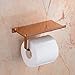 Beelee SUS 304 Stainless Steel Wall Mount Toilet Paper Holder, SUS304 Stainless Steel Bathroom Tissue Holder with Mobile Phone Storage Shelf, Rose Golden